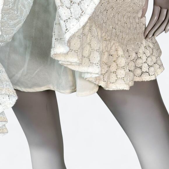 VTG 90s Y2K Delias Tiered Crochet Lace Sundress Womens M Boho Cottage Fairy Mini - Picture 6 of 8